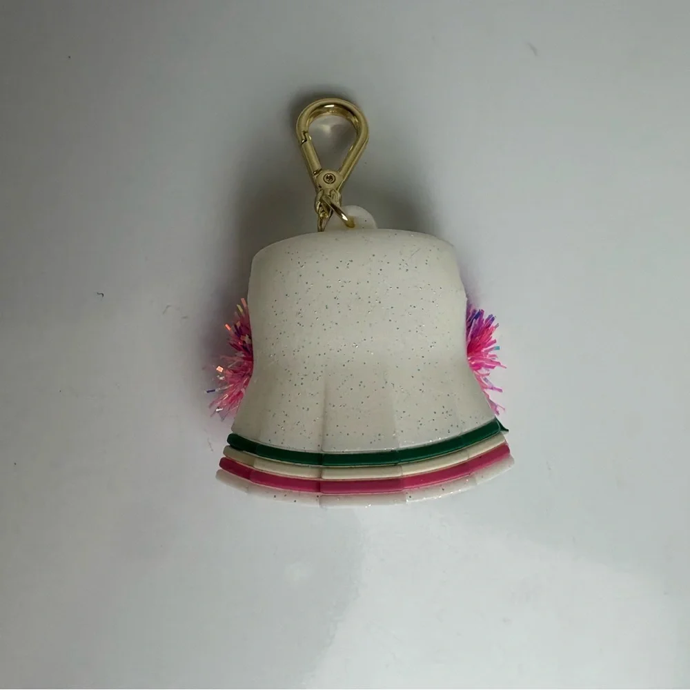 Bath and body works pocketbac holder white pink and green cheerleader with poms